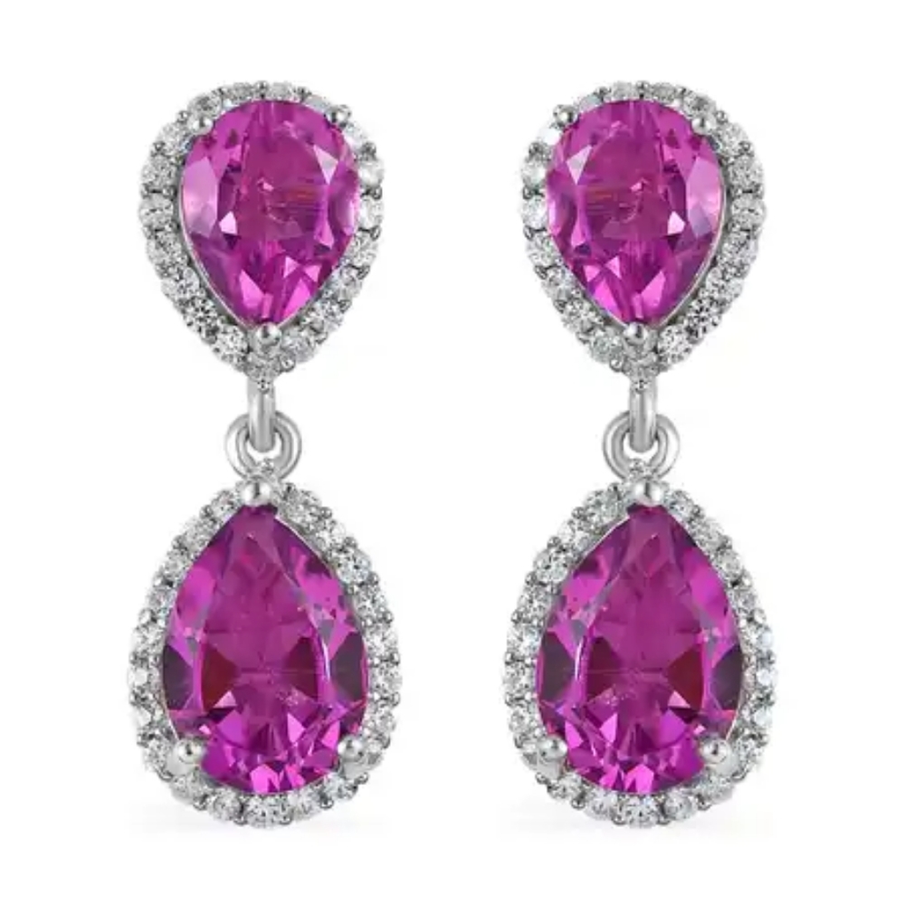 🔥PRICE CUT🔥NEW AFRICAN LILAC QUARTZ EARRINGS IN PLATINUM OVER STERLING SILVER